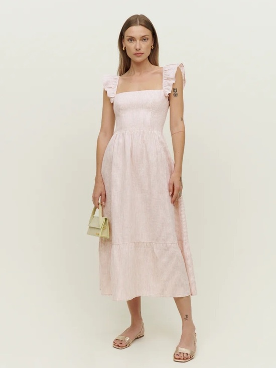 Reformation Dresses & Skirts - Reformation Lucila Linen Dress Square Neck Size 0